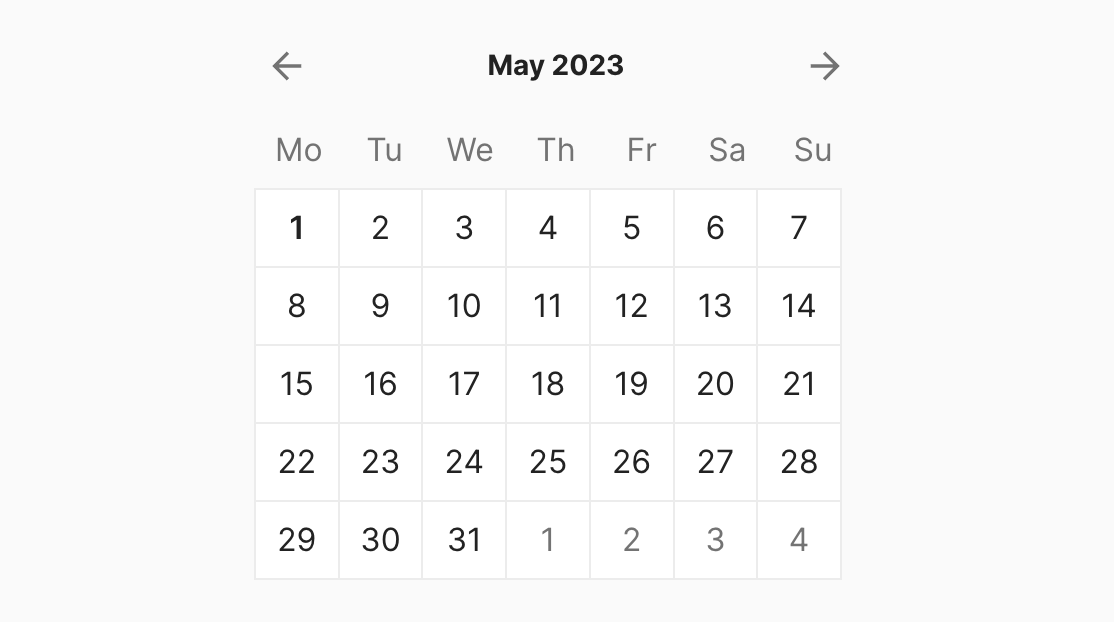 Date picker preview